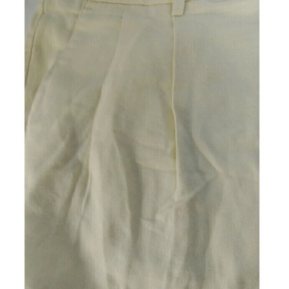 Club Room‎ Linen Cotton Shorts Pleated Cuffed Khaki Beige Mens Size 38